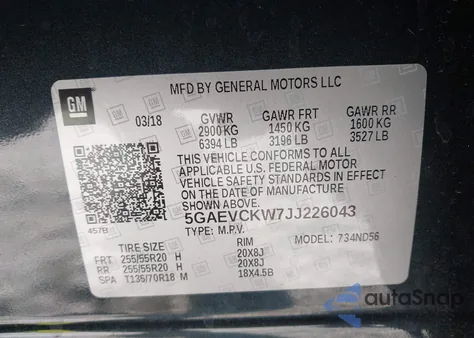 2018 Buick Enclave Avenir z USA, uszkodzony, nr VIN 5GAEVCKW7JJ226043